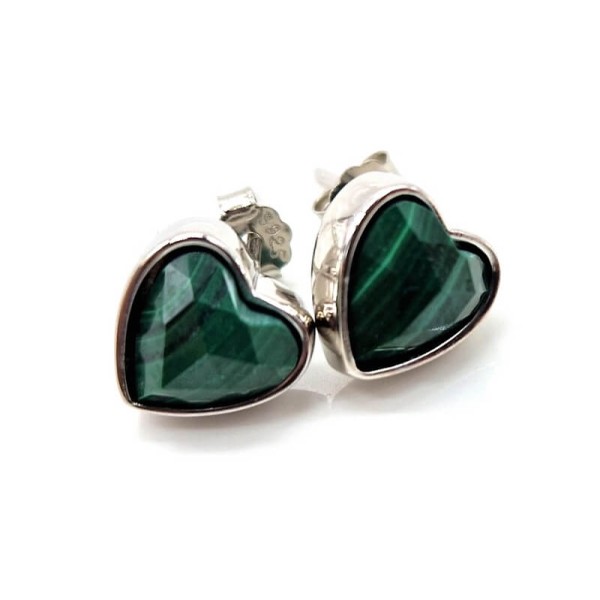 Boucle d'oreille Malachite argent