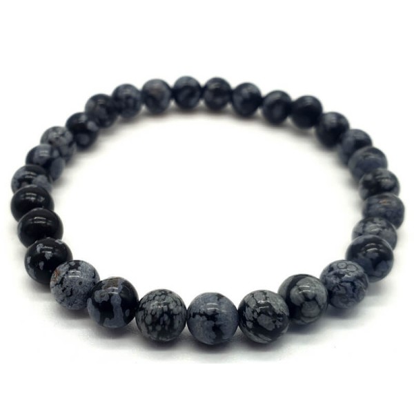 Bracelet Obsidienne Flocon de Neige 6mm