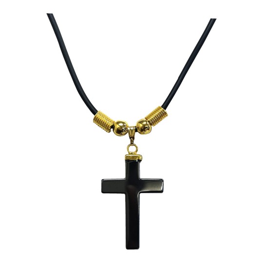 Collier croix Hématite